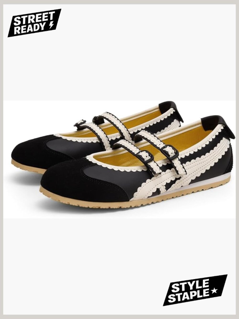 Ballet Sneakers Mary Jane Flats Slip On Memory Foam Walking Shoes